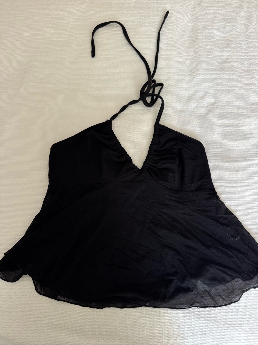 SHEIN Black Sheer Mesh Halter Top